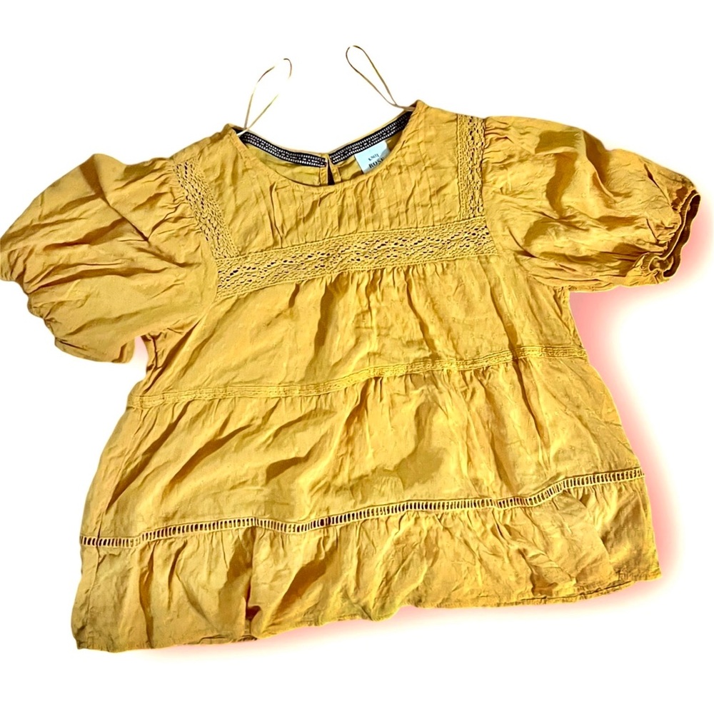 Boho blouse Knox Rose Yellow Blouse with lace details